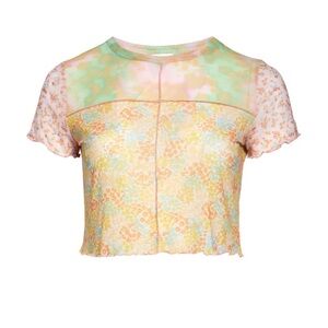 New BP Patchwork Floral Mesh Tee Medium